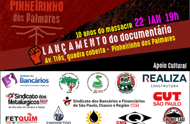 FETQUIM  apóia documentário “Pinheirinho dos Palmares” que será lançado  dia 22/01 às 19h