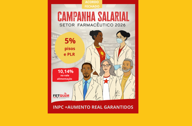 Campanha Salarial dos Farmacêuticos 2026:   +10,14% no vale alimentação e + 4,5% a 5% nos salários