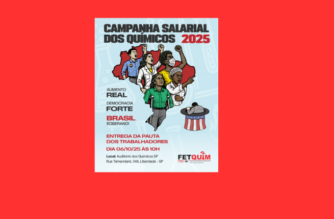 Convocação geral: entrega da pauta da Campanha Salarial dos Químicos 2025 dia 6/10 às 10h